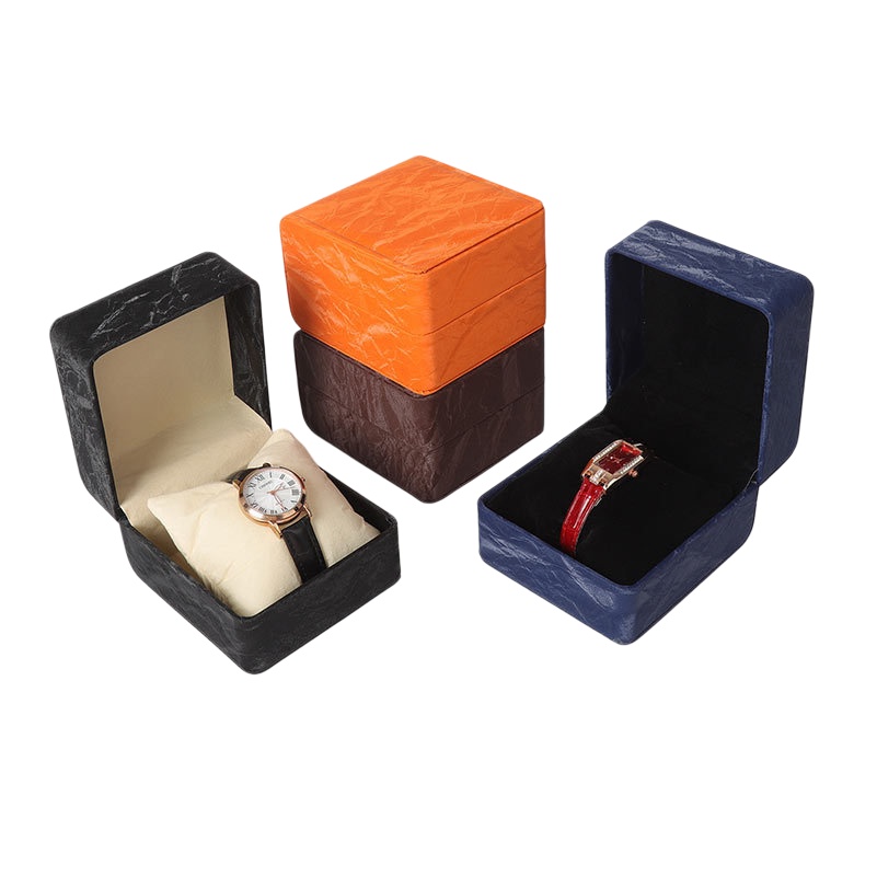 Luxury Watch Packaging Box - ラウンドコーナーPU腕時計ボックス、シングル腕時計ギフト包装ボックス、ポータブル高級腕時計収納ケース（枕付き、腕時計展示用）