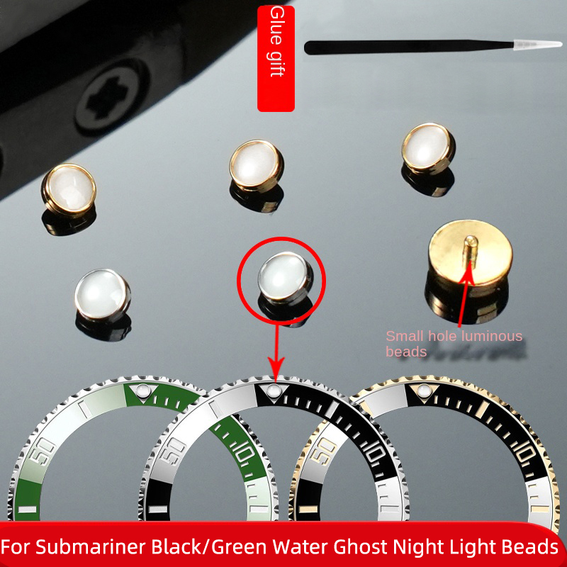 Luxury Watch Online - ロレックスサブマリーナ用の発光ビーズ,緑,黒,ウォーターゴースト,ナイトパール,小さな穴,青い蛍光ビーズ,サファイアベゼル