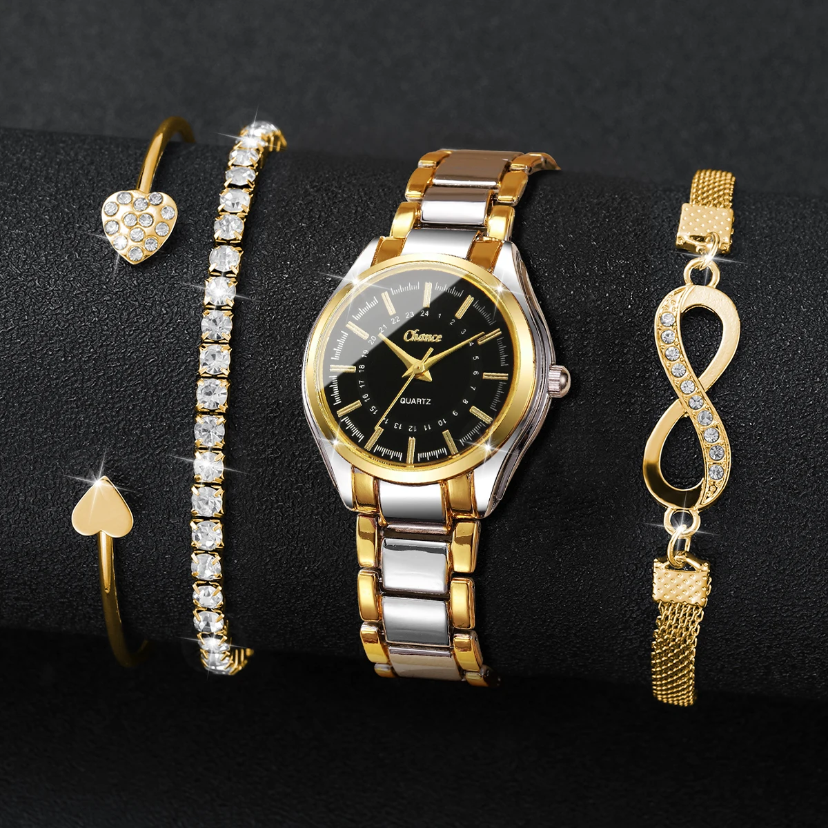 4 個のエレガントな女性用腕時計ブレスレットセットレディース - Luxury Watch Packaging Box のレビューと価格