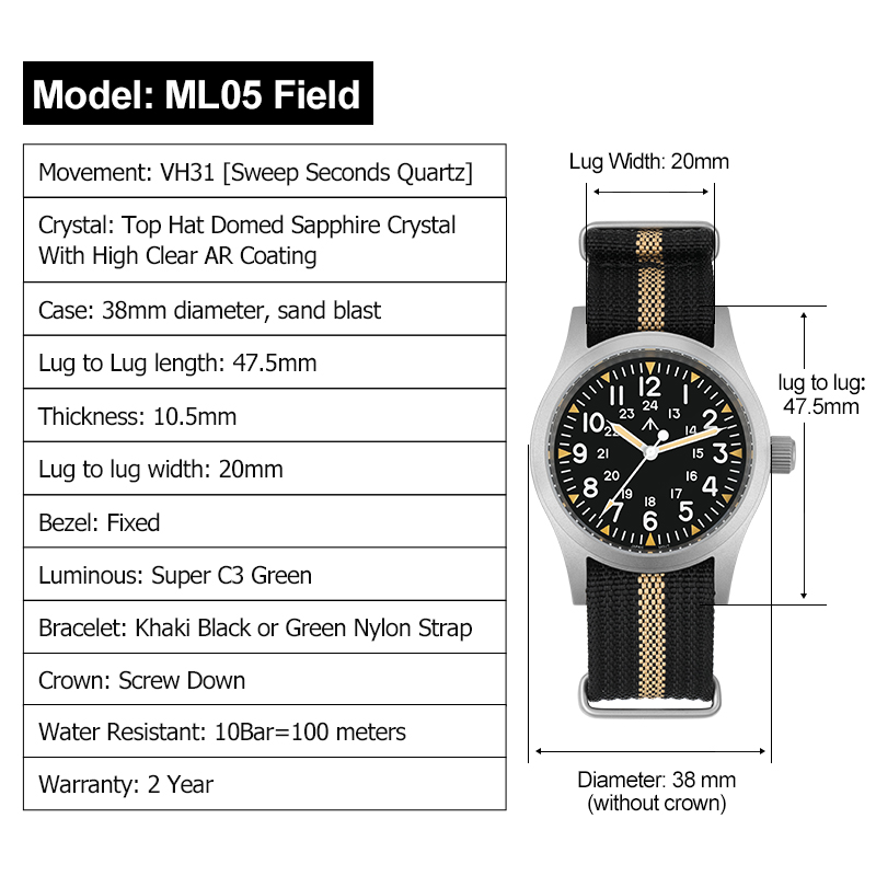 ミリタード ML05 ヴィンテージウォッチ VH31 スイー - Luxury Watch Japan のレビューと価格