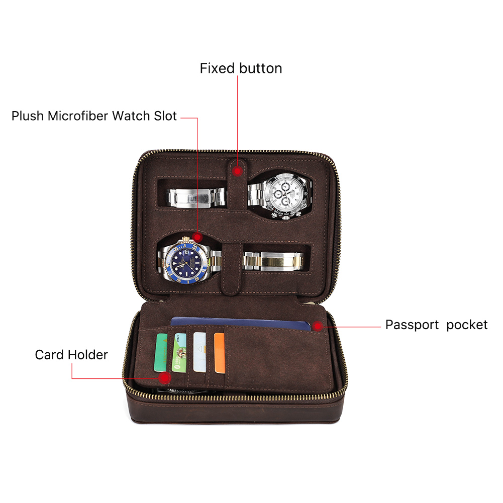 4スロットのレトロな本革の時計ケース,カードホルダー付きの高 - Luxury Watch In China のレビューと価格