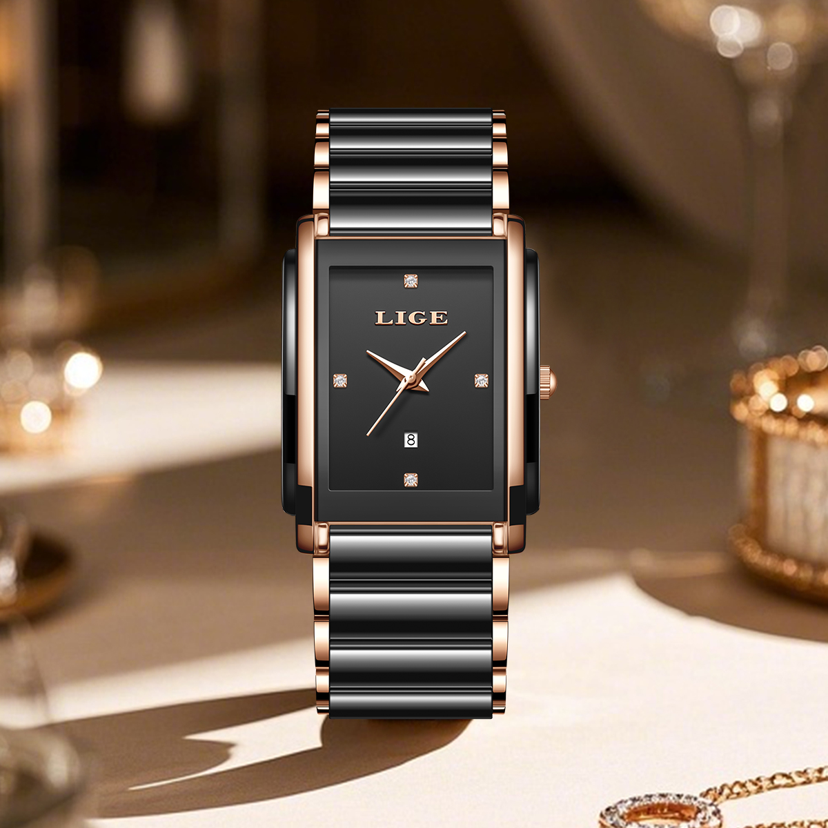 LIGE ファッションエレガントな女性用腕時計フルセラミック - Luxury Watch Packaging Box のレビューと価格