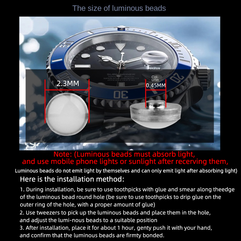 ロレックスサブマリーナ用の発光ビーズ,緑,黒,ウォーターゴー - Luxury Watch Online のレビューと価格